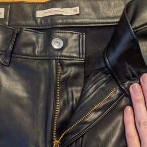 Levi's Women's Faux Leather Rib Cage Straight Pants